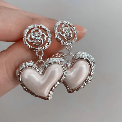 Flower Heart Stone Earrings