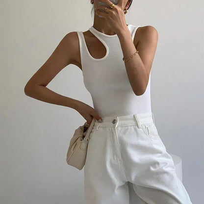 Forbidden White Asymmetric Cut-Out Top