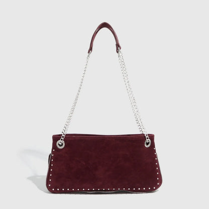 Garnet Suede Chain Shoulder Bag