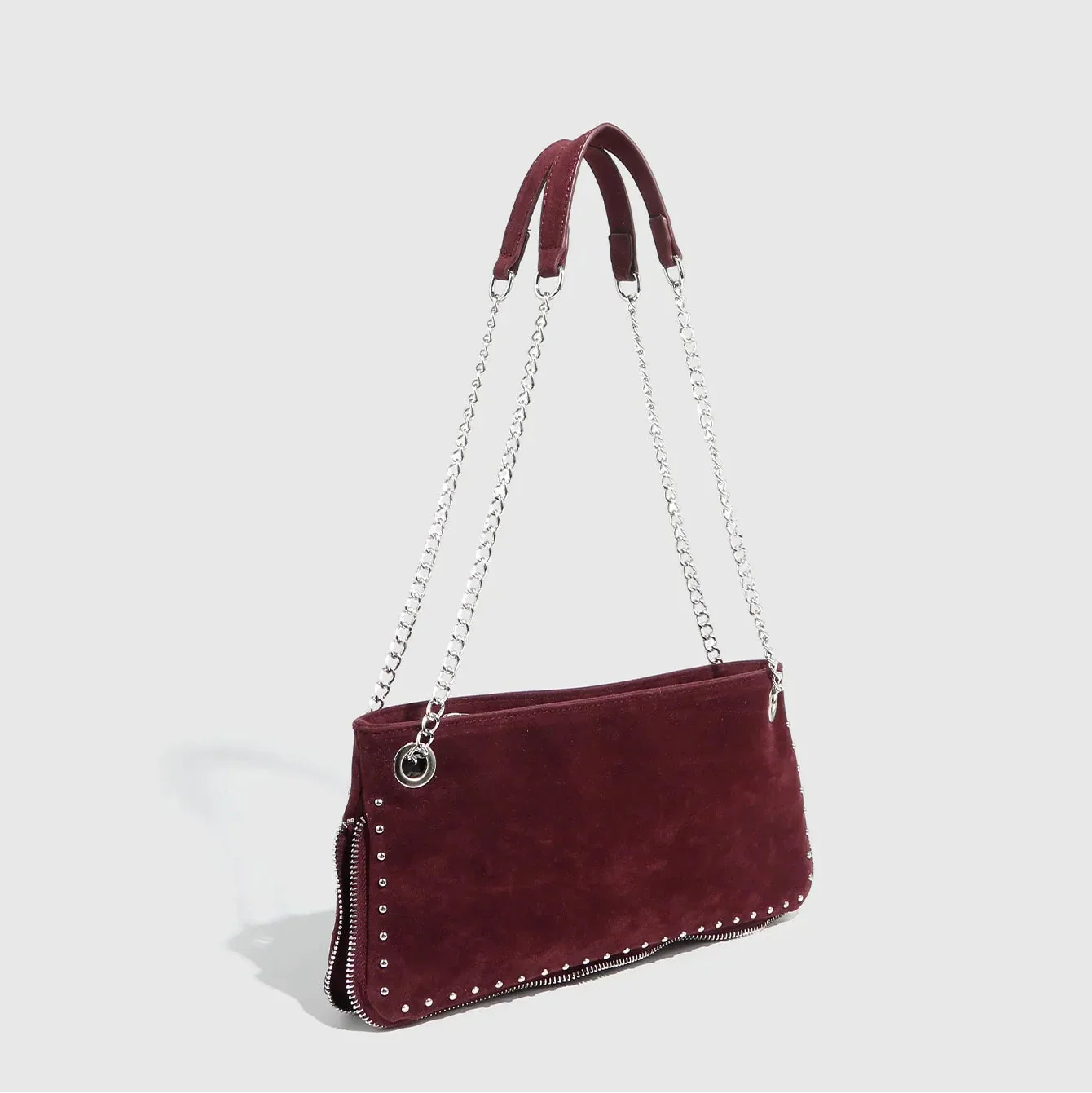 Garnet Suede Chain Shoulder Bag