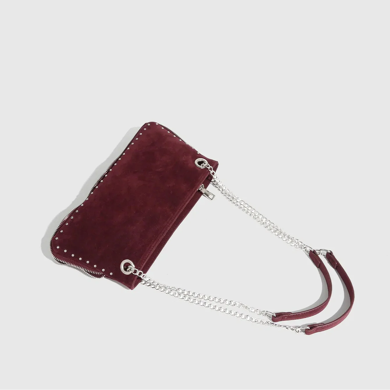 Garnet Suede Chain Shoulder Bag