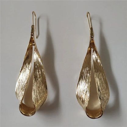 Golden Calla Long Drop Earrings