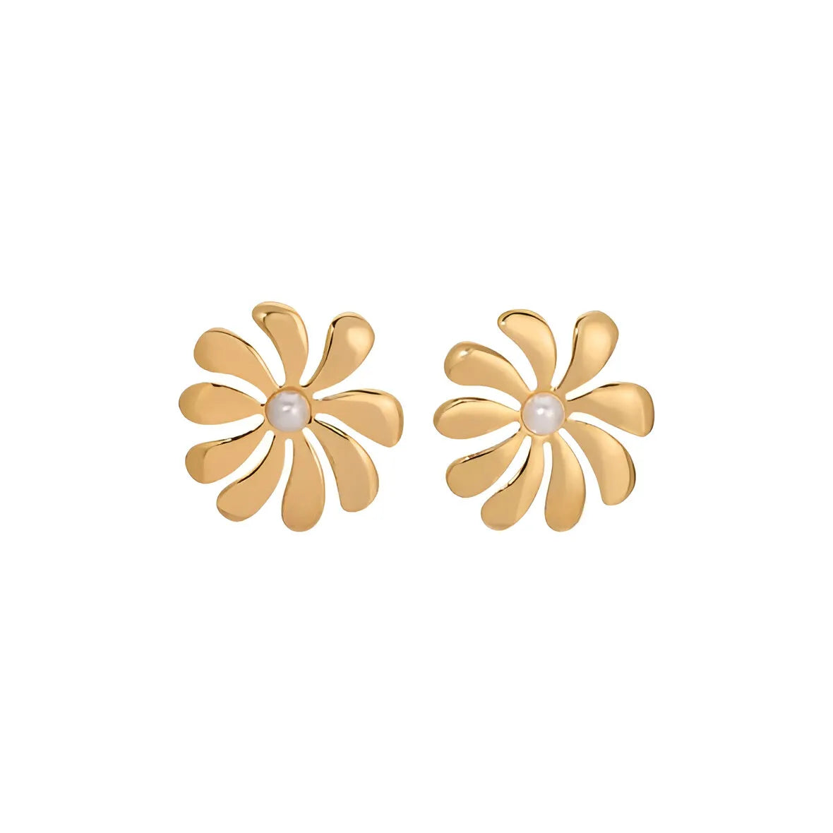 Golden Sunflower Pearl Earrings