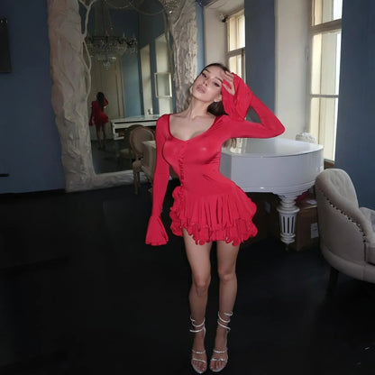 Good Girl Ruffled Red Mini Dress