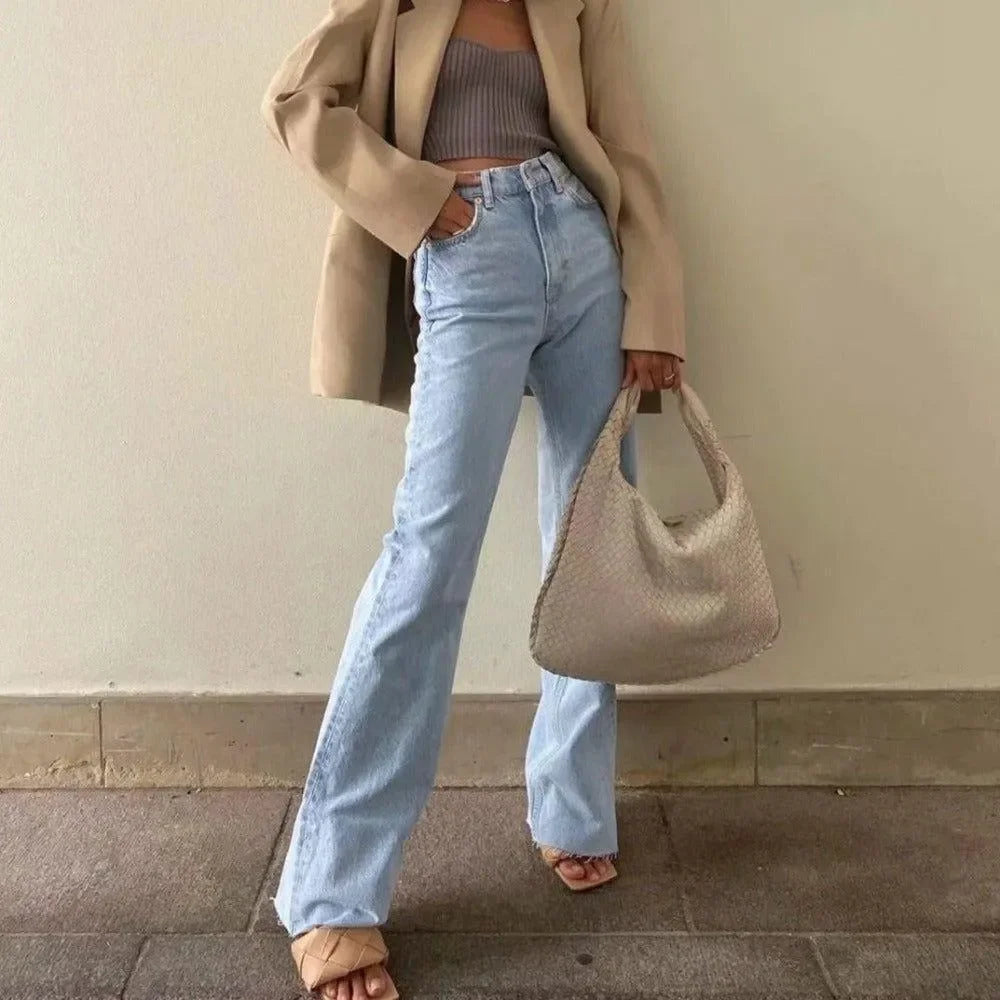 Harbor Light Blue High-Waist Jeans
