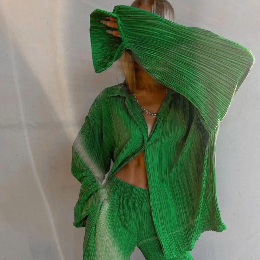 High Street Oversized Green Vintage Two-Piece Set