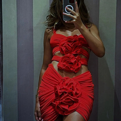Hot Girl Cutout Embellished Ruched Mini Dress