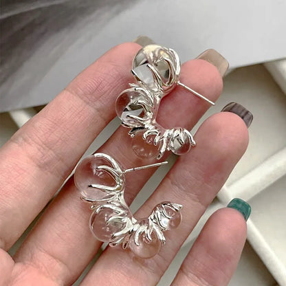 Ice Bloom Transparent Bead Earrings