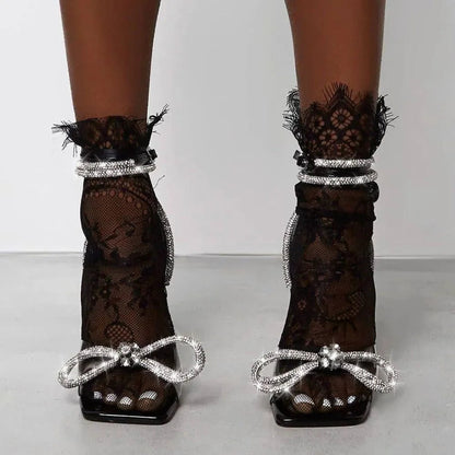 Icon Black Bowknot Pyramid Heels