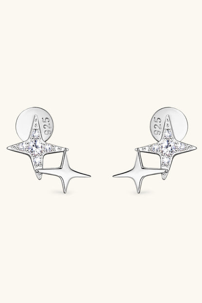 Sparkala™ Platinum-Plated 925 Sterling Silver Star Shape Earrings