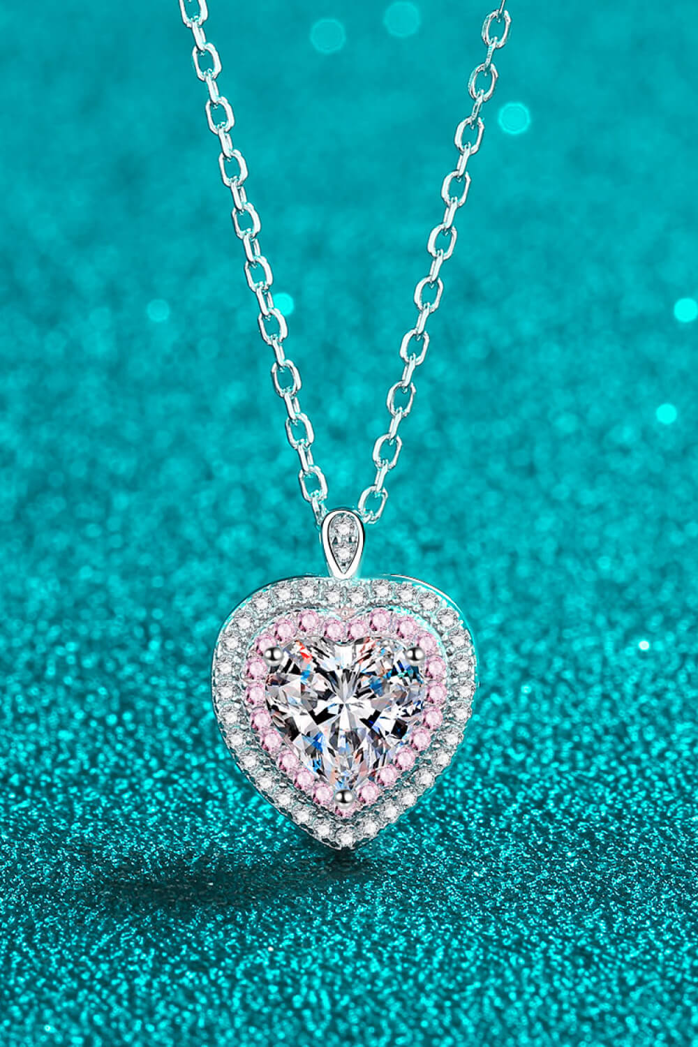 Rhodium-Plated Pure Sterling Silver 1 Carat Sparkala™ Heart Pendant Necklace