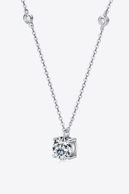 2 Carat Sparkala™ 4-Prong 925 Sterling Silver Necklace (Platinum-Plated Fine Silver)