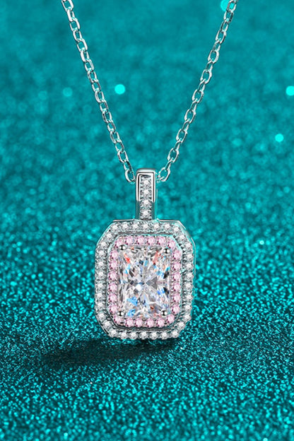 1 Carat Sparkala™ Geometric Pendant Chain Necklace (Platinum-Plated Fine Silver)