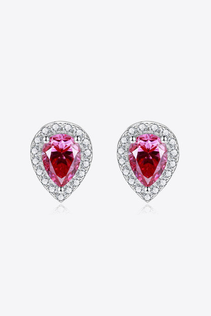 2 Carat Sparkala™ Teardrop Stud Earrings in Rose (Platinum-Plated Fine Silver)