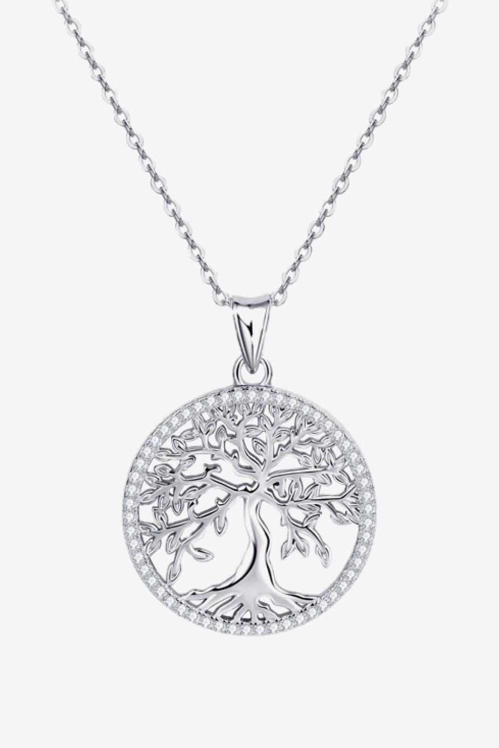 Adored 925 Sterling Silver Sparkala™ Tree Pendant Necklace (Platinum-Plated Fine Silver)