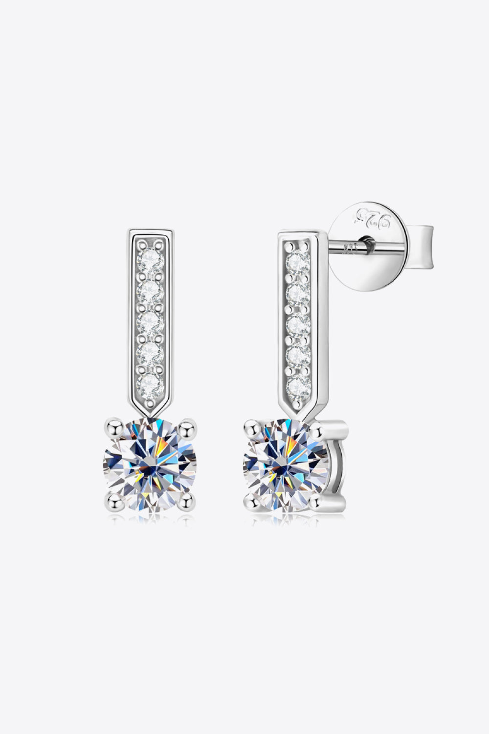 Sparkala™ and Zircon 925 Sterling Silver Drop Earrings (Platinum-Plated Fine Silver)
