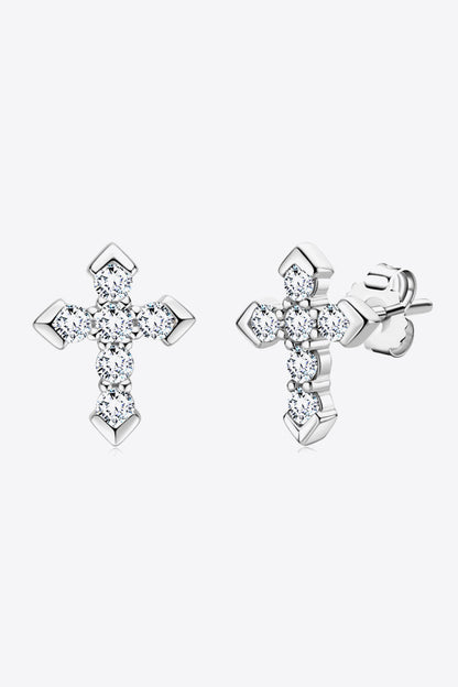 Sparkala™ Cross Stud Earrings (Platinum-Plated Fine Silver)