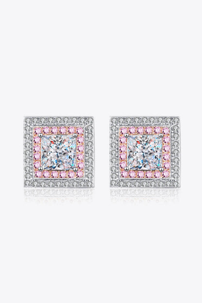 Sparkala™ Square Stud Earrings (Platinum-Plated Fine Silver)