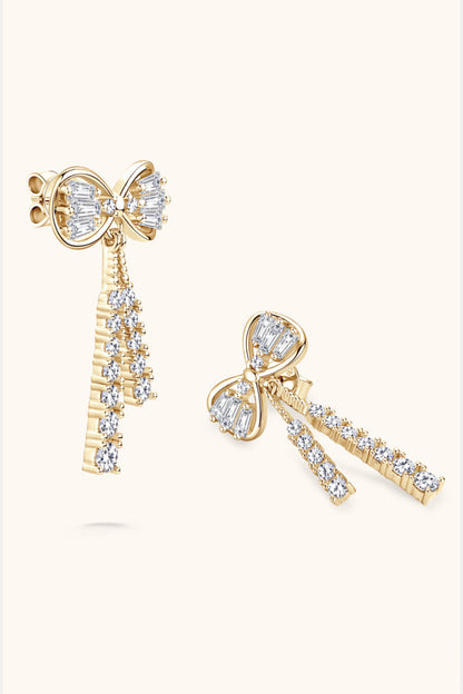 1.12 Carat Sparkala™ Platinum-Plated 925 Sterling Silver Bow Earrings