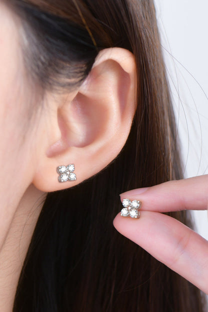 Sparkala™ Platinum-Plated 925 Sterling Silver Four-Leaf Clover Shape Earrings