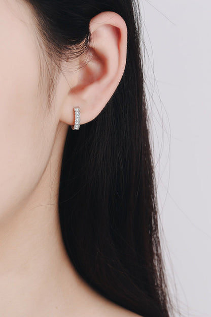 Pure Sterling Silver Inlaid Sparkala™ Huggie Earrings