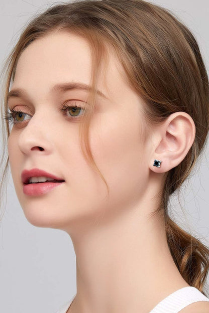 925 Sterling Silver Square Sparkala™ Stud Earrings (Platinum-Plated Fine Silver)