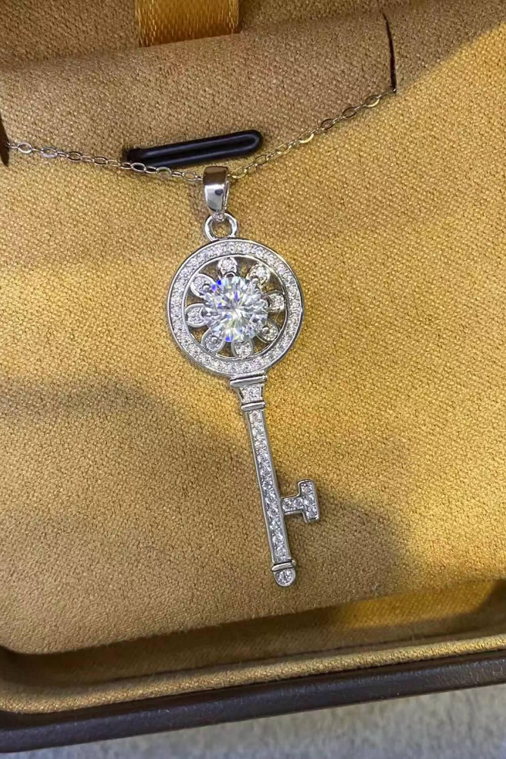 1 Carat Sparkala™ Platinum-Plated Key Pendant Necklace