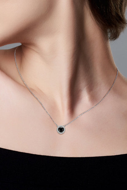 Two-Tone 1 Carat Sparkala™ Round Pendant Necklace (Platinum-Plated Fine Silver)