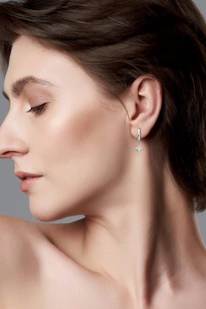 Sparkala™ Star Drop Earrings (Platinum-Plated Fine Silver)