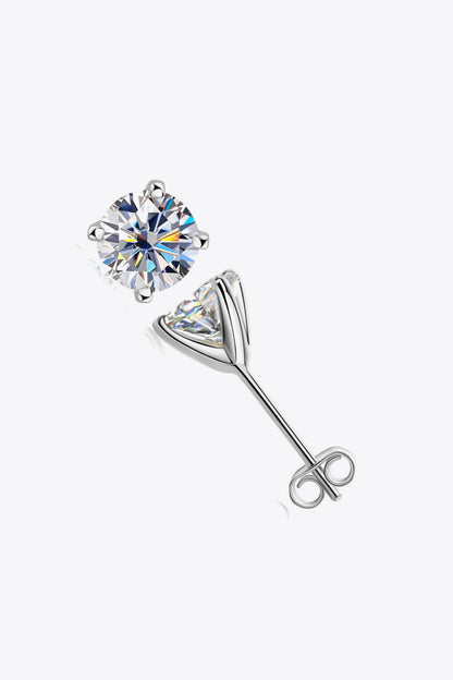 1 Carat Sparkala™ 4-Prong Stud Earrings (Platinum-Plated Fine Silver)