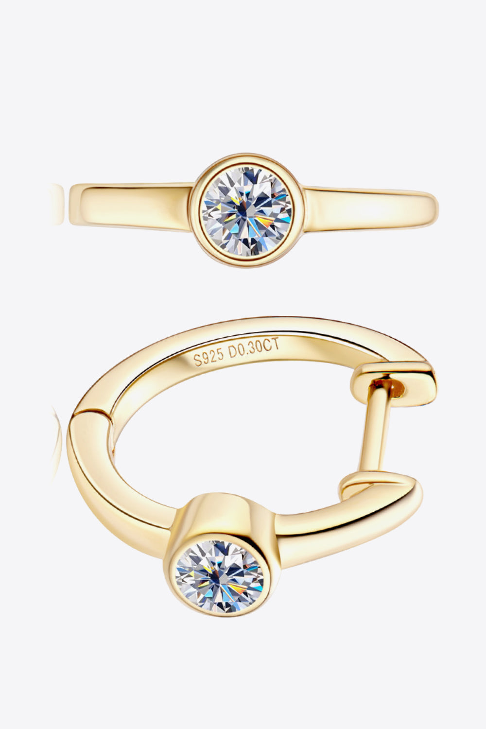 18k Gold-Plated Inlaid Sparkala™ Huggie Earrings (Platinum-Plated Fine Silver)
