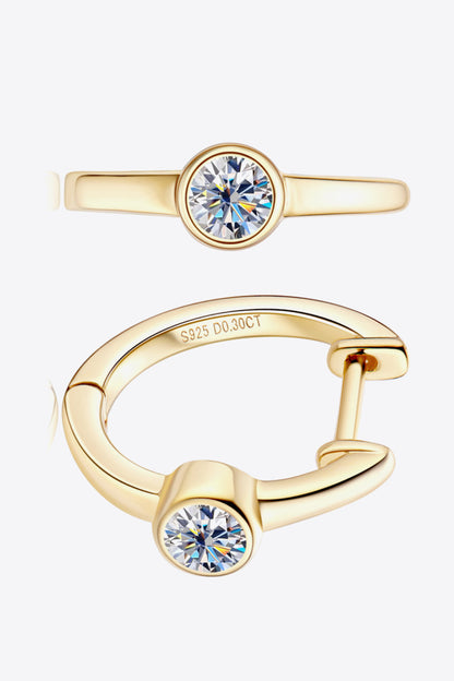 18k Gold-Plated Inlaid Sparkala™ Huggie Earrings (Platinum-Plated Fine Silver)