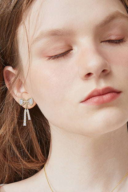 1.12 Carat Sparkala™ Platinum-Plated 925 Sterling Silver Bow Earrings