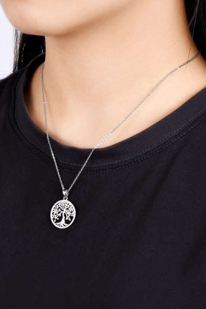 Adored 925 Sterling Silver Sparkala™ Tree Pendant Necklace (Platinum-Plated Fine Silver)