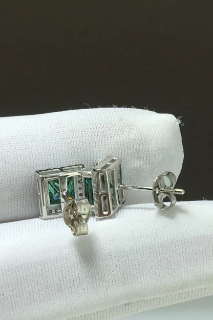 2 Carat Sparkala™ Square Stud Earrings (Platinum-Plated Fine Silver)