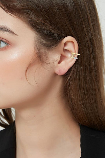 Sparkala™ Platinum-Plated 925 Sterling Silver Cuff Earrings