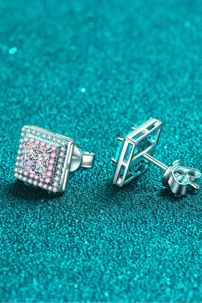 Sparkala™ Square Stud Earrings (Platinum-Plated Fine Silver)