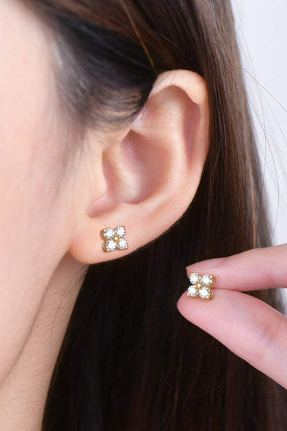 Sparkala™ Platinum-Plated 925 Sterling Silver Four-Leaf Clover Shape Earrings