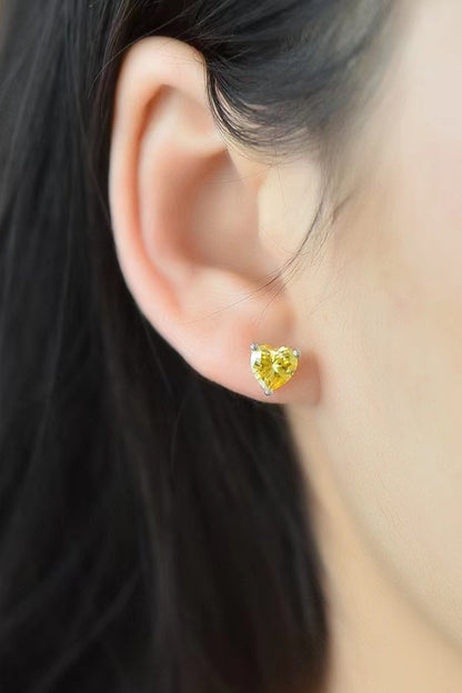 2 Carat Yellow Heart Sparkala™ Platinum-Plated Earrings