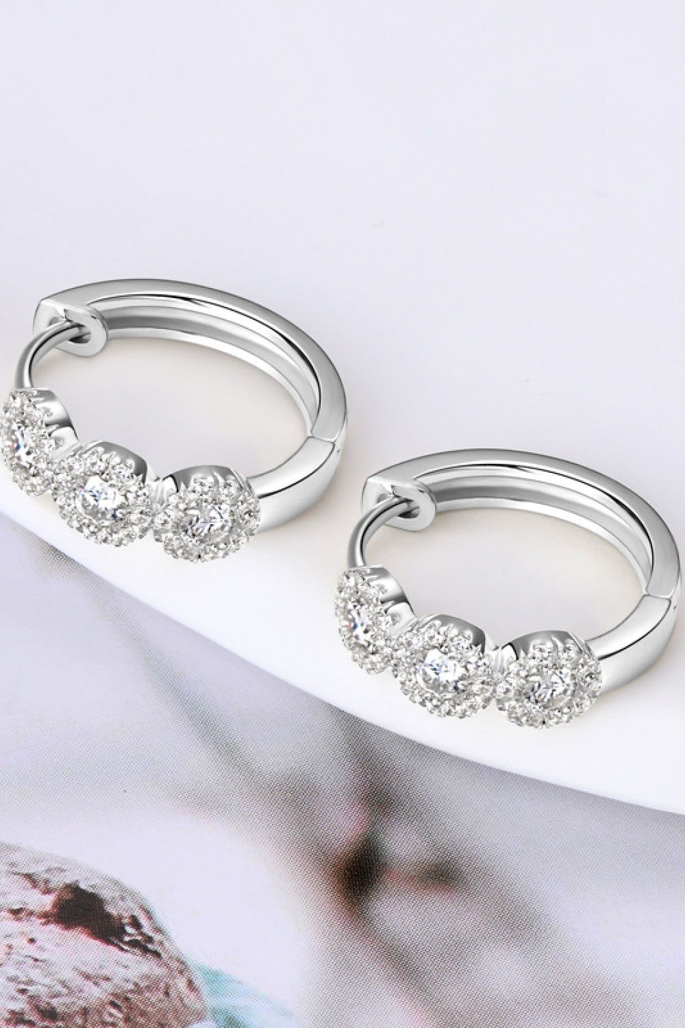 Sparkala™ Platinum-Plated 925 Sterling Silver Huggie Earrings