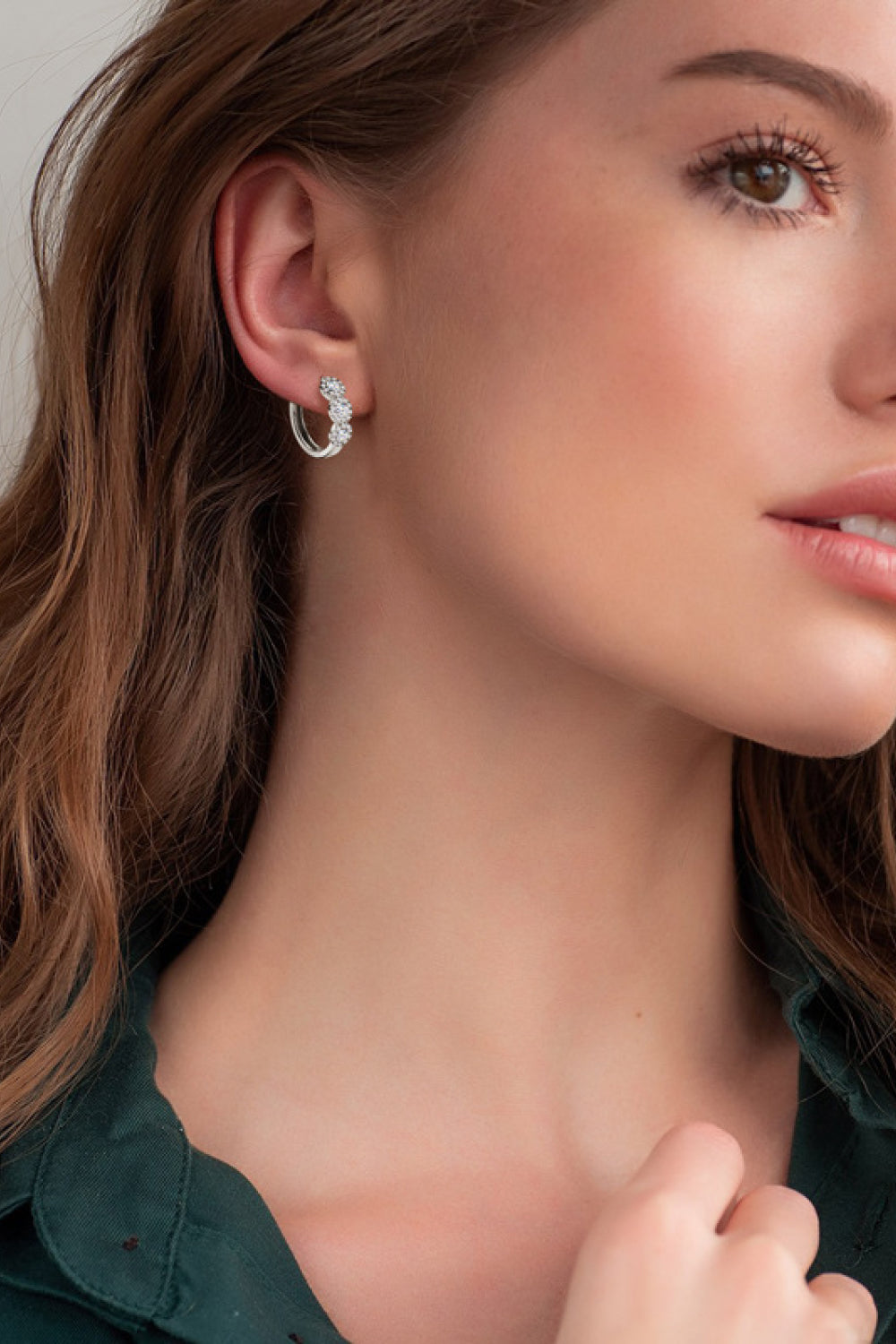 Sparkala™ Platinum-Plated 925 Sterling Silver Huggie Earrings