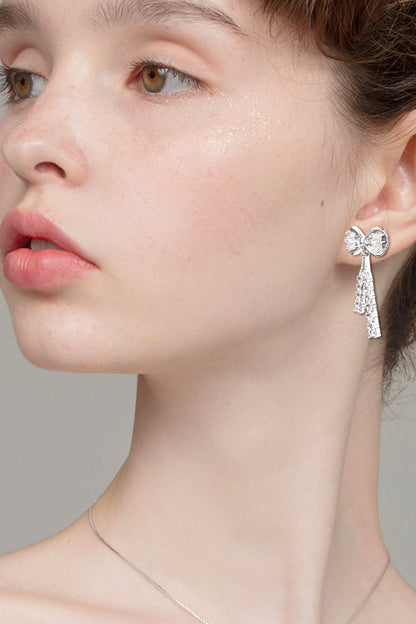 1.12 Carat Sparkala™ Platinum-Plated 925 Sterling Silver Bow Earrings