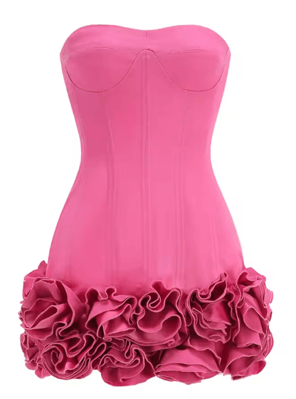 It Girl Rose-Flower Corset Hot Pink Mini Dress
