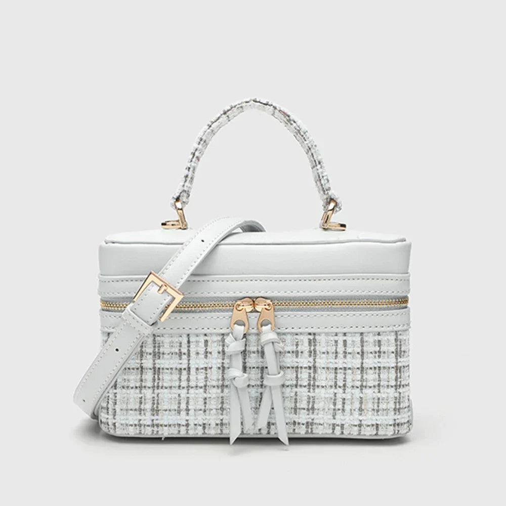 Juliette Tweed & Leather Handbag with Shoulder Strap