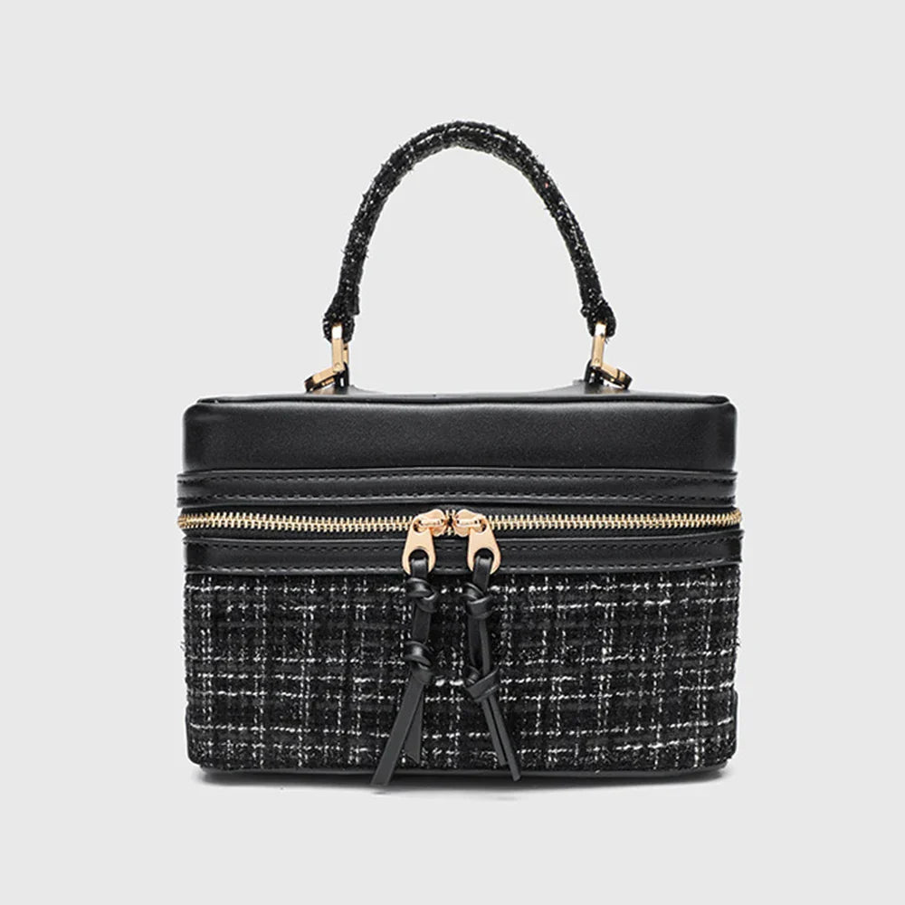 Juliette Tweed & Leather Handbag with Shoulder Strap