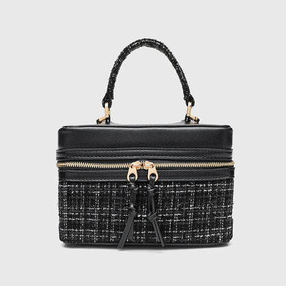 Juliette Tweed & Leather Handbag with Shoulder Strap