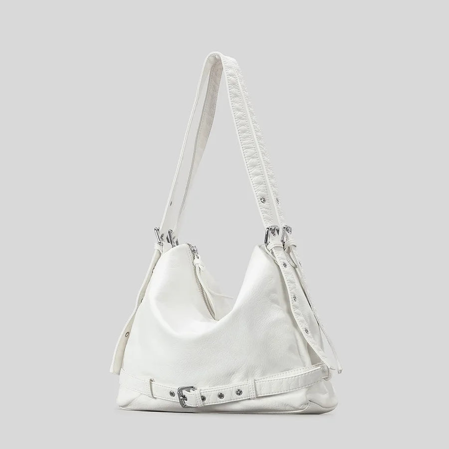 Kayren Belt Buckle Leather Shoulder Bag