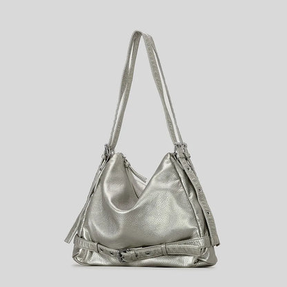 Kayren Belt Buckle Leather Shoulder Bag
