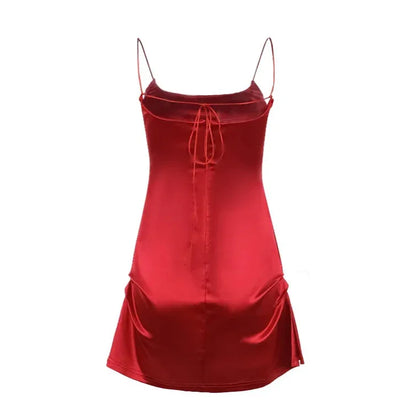 Kylie Silk Satin Red Mini Dress