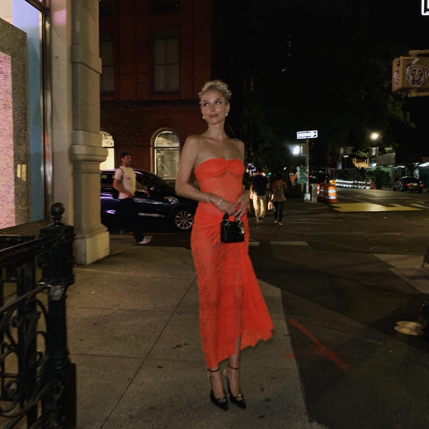 Her Figure Orange Lace Off-Shoulder Maxi Dress